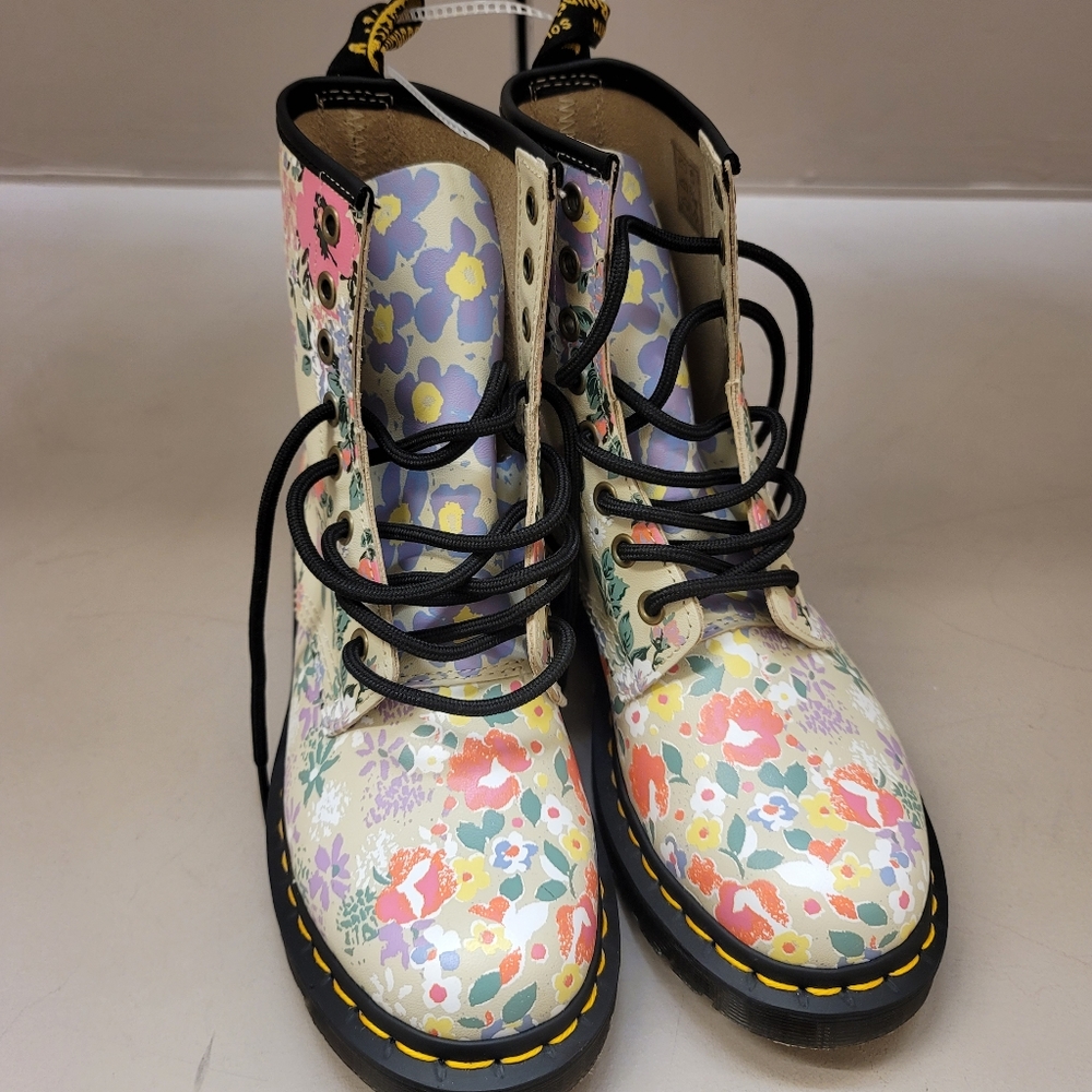 DR. MARTENS  SINCLAIR FLORAL MASH UP PLATFORM ANKLE BOOTS - Picture 12 of 15